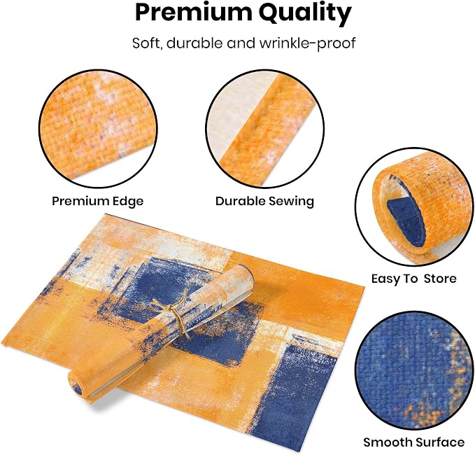 Modern Art Placemats Set of 4 Yellow Abstract Painting Place Mats Washable - Image 9