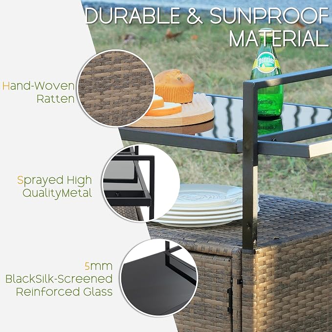 Wicker Outdoor Bar Cart - Image 6