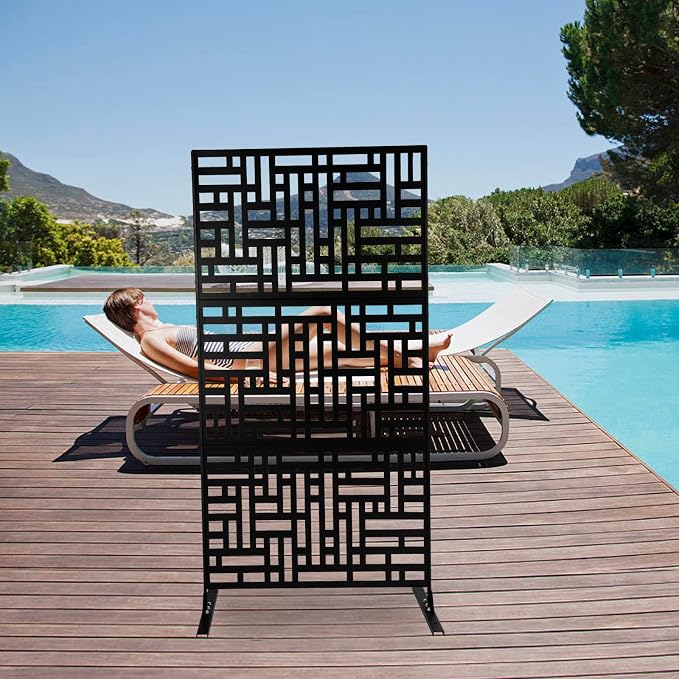 Privacy Screen, 35.4" W x 74.4" H Metal Outdoor Decorative Privacy Screen - Image 9