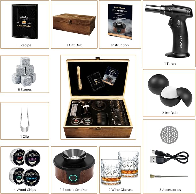 Electric Whiskey Smoker Kit, Luxurious Wooden Box, Heartfelt Christmas Gifts - Image 7