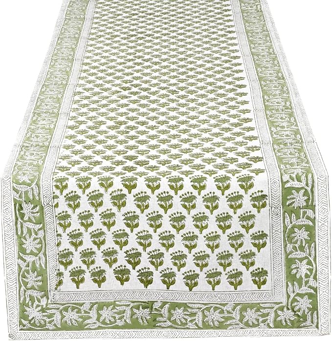 CPC Cotton Table Runner 16x72 Inch Block Printed Long Fall Table Runner by COTTONPRINTCLUB