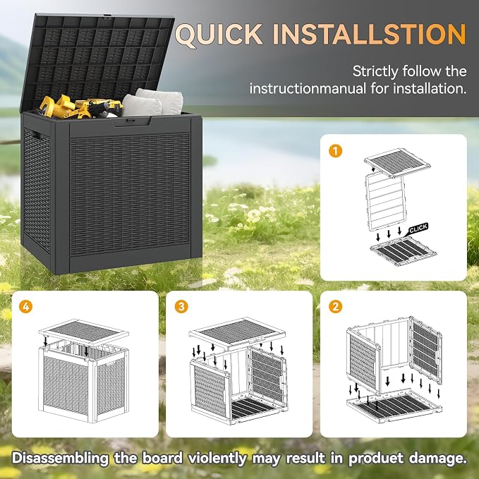 KAMABOKO 31 Gallon Outdoor Storage Box, Resin Deck Boxes Indoor and outdoor - Image 3