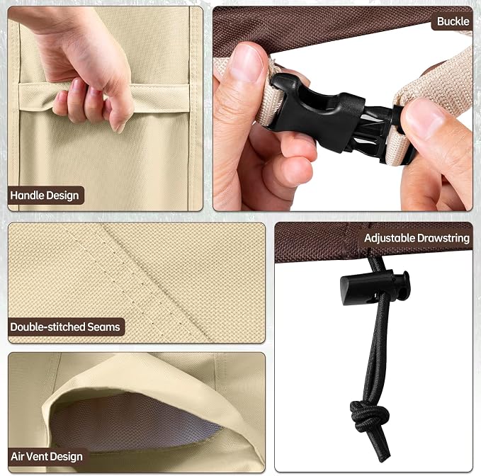 Round Patio Furniture Covers, 600D Heavy-duty UV-Resistant Fade-Proof Protection - Image 6