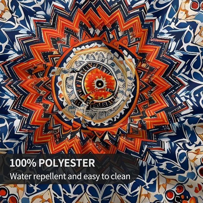 Bohemian Round Tablecloth Colorful Boho Bohemian Tablecloth 60 Inch Waterproof - Image 7