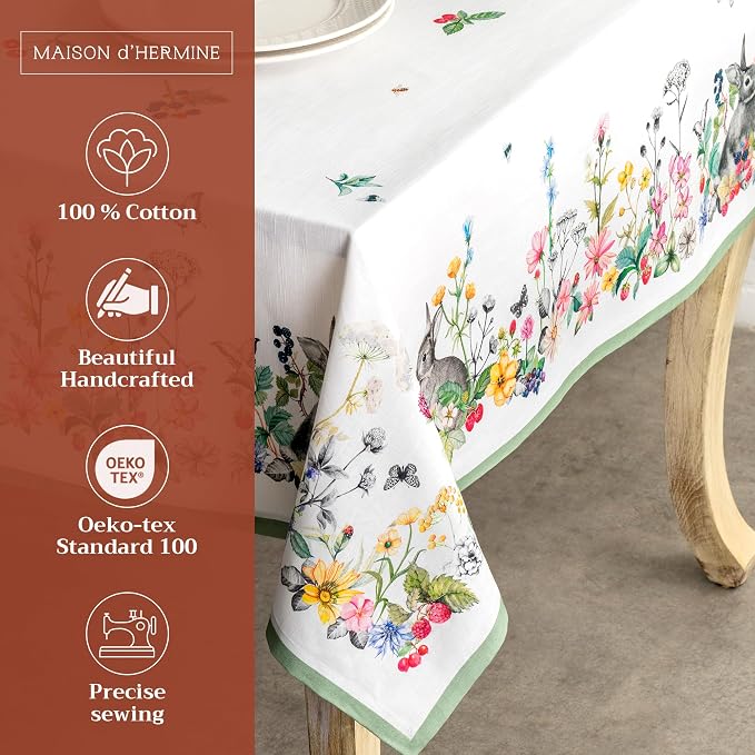 Maison d' Hermine Table Cloth Rectangle Table 100% Cotton 70 x 108 Inches - Image 2