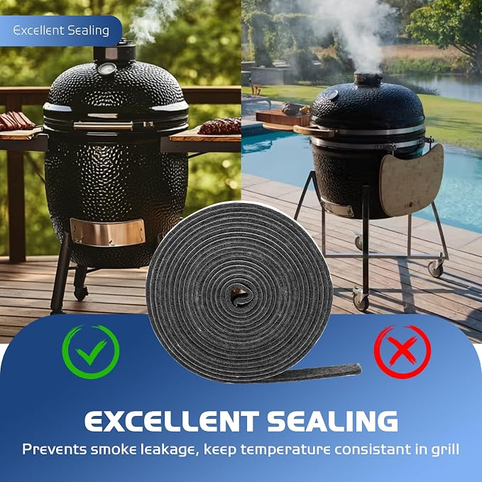 15 FT BBQ Smoker Gasket, 1/2" x 1/8" High Temperature Grill Gasket Replace - Image 6