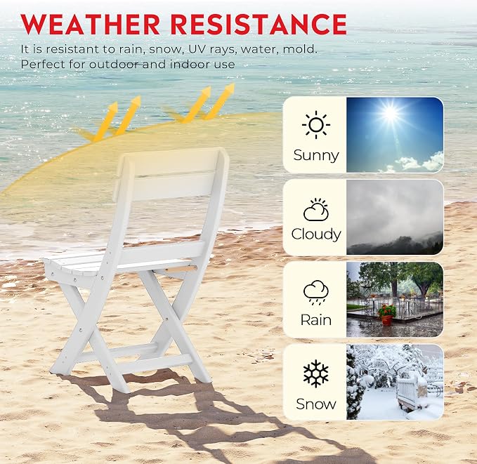 Costaelm Paradise 3-Piece Outdoor HDPE Folding Patio Bistro Table and Chairs - Image 6