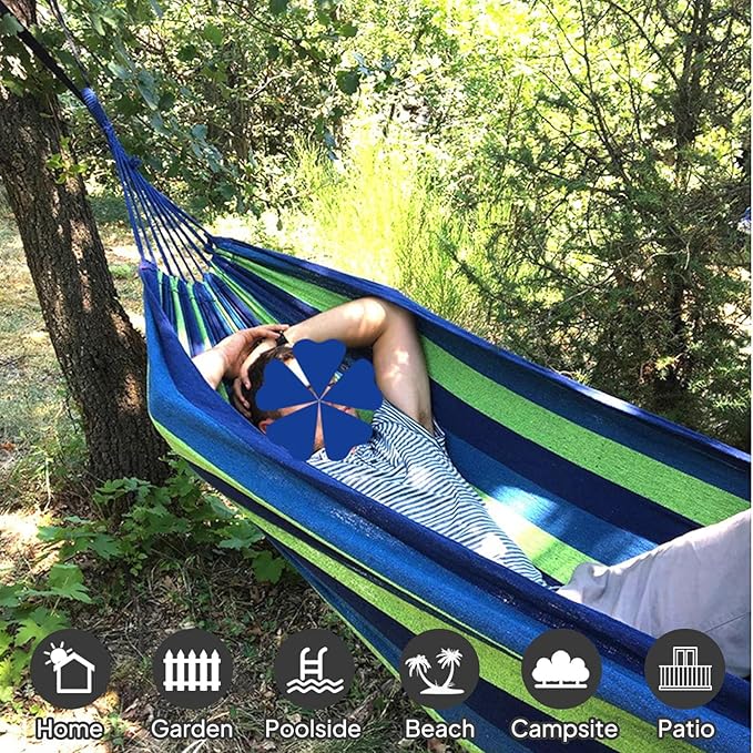 Hammock in Green Cotton with 660 lb Capacity and 106 x 59 Inch Size
