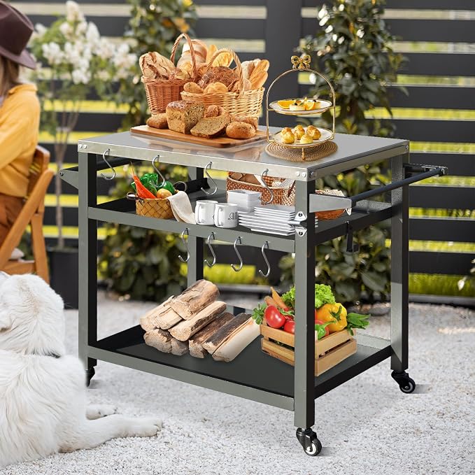 Domi 3-Tier Outdoor BBQ Grill Cart - Image 9