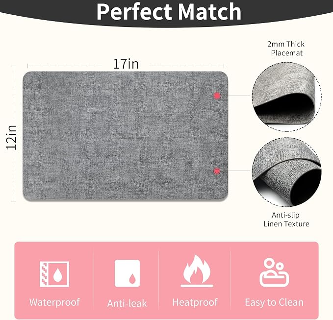 Maxpearl Faux Leather Placemats Set of 8 – Waterproof, Wipe Clean, Heat - Image 6