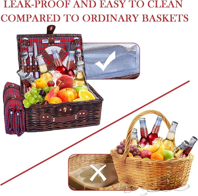 Neti Neti Wicker Picnic Basket for 4 - Image 6