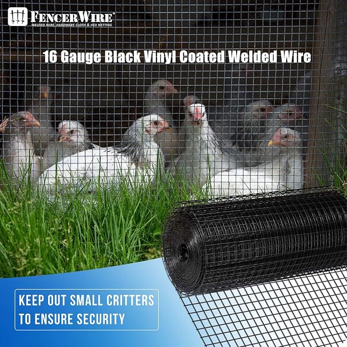 Fencer Wire 16 Gauge Black Vinyl Coated Welded Wire Mesh Size 1 inch by 1 inch - Image 6