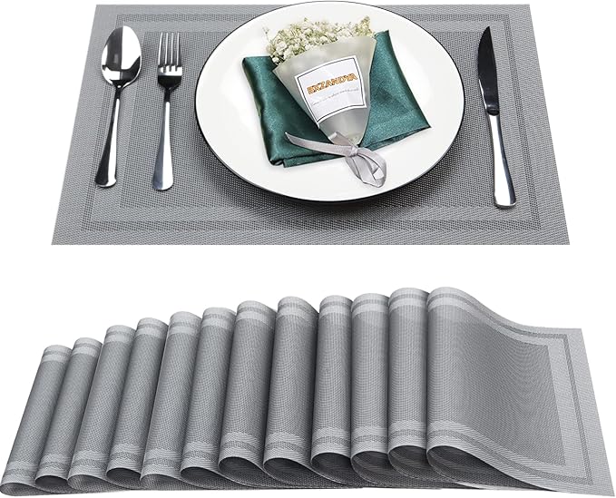 Placemats Set of 12, Heat and Stain Resistant Indoor/Outdoor Place mats by BxzanDya-LifeSmartMaker