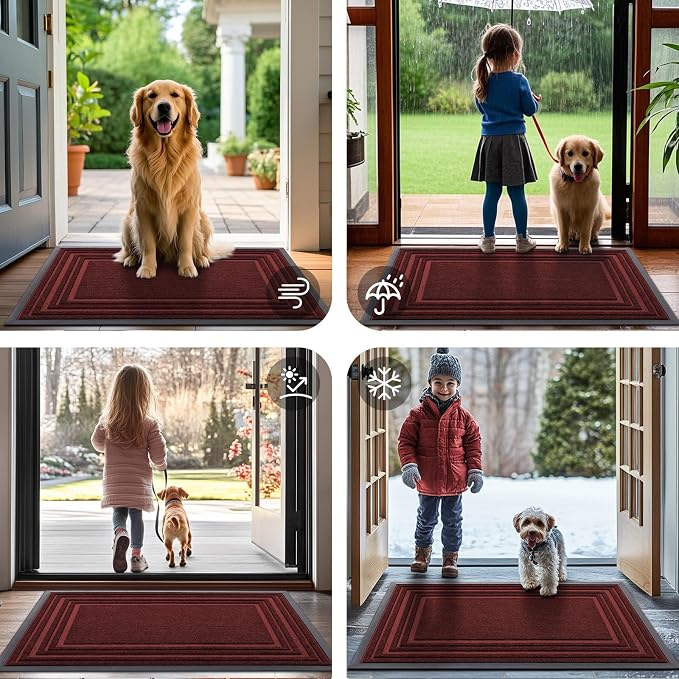 Buganda Front Door Mat Indoor Outdoor Entrance, Non-Slip Natural Rubber Doormats - Image 7