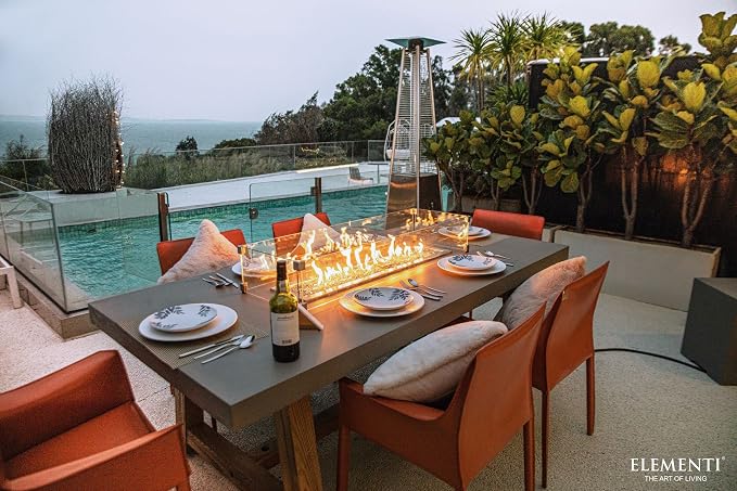 Elementi | Sonoma Gas Fire Pit Cast Concrete Rectangular Dining Fire Table - Image 5