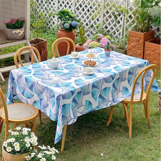 Outdoor Rectangle Tablecloth 60 x 84 Inch, Waterproof Table Cloth, Ginkgo Leaf by ZIWUROAD