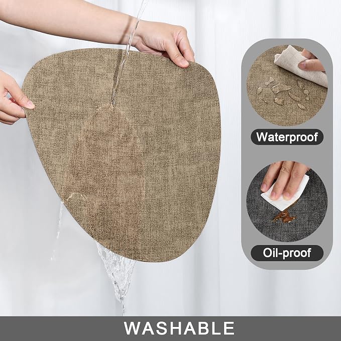 Placemats and Coasters, Washable Reversible Placemats Round Faux Leather - Image 4