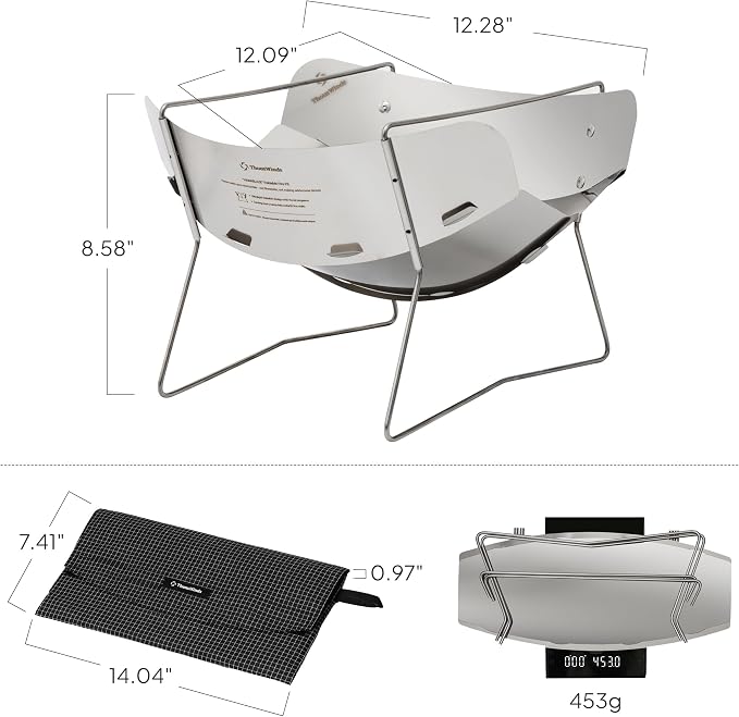 Thous Winds Outdoor Fire Pit, 12-inch Portable Camping Fire Pit, Stainless - Image 7