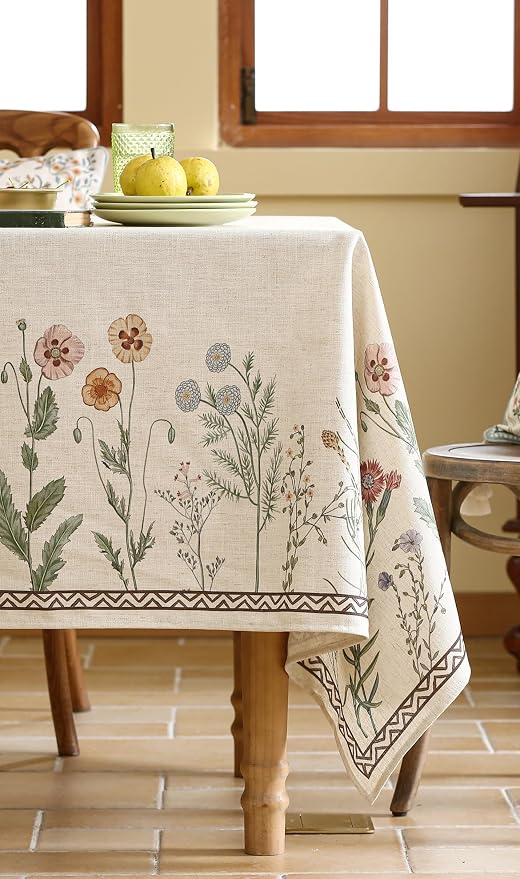 ISAENNE Designer Off White Linen Table Cloth - Image 9