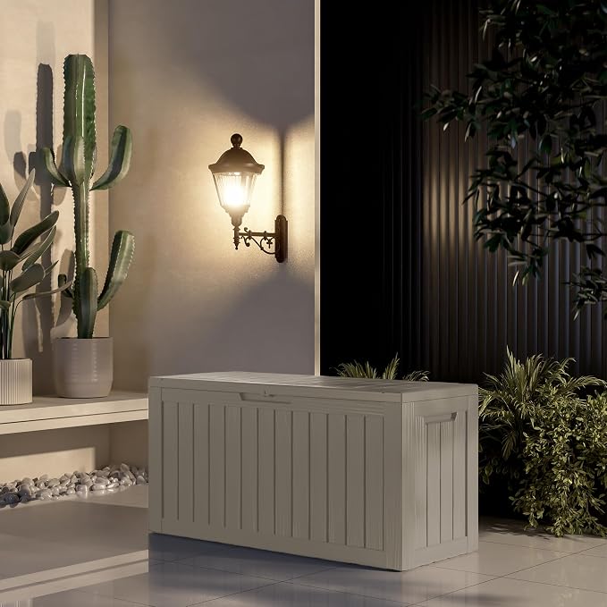 Outdoor Storage Box Waterproof, Lockable Resin 80 Gallon Deck Box Patio Storage - Image 9