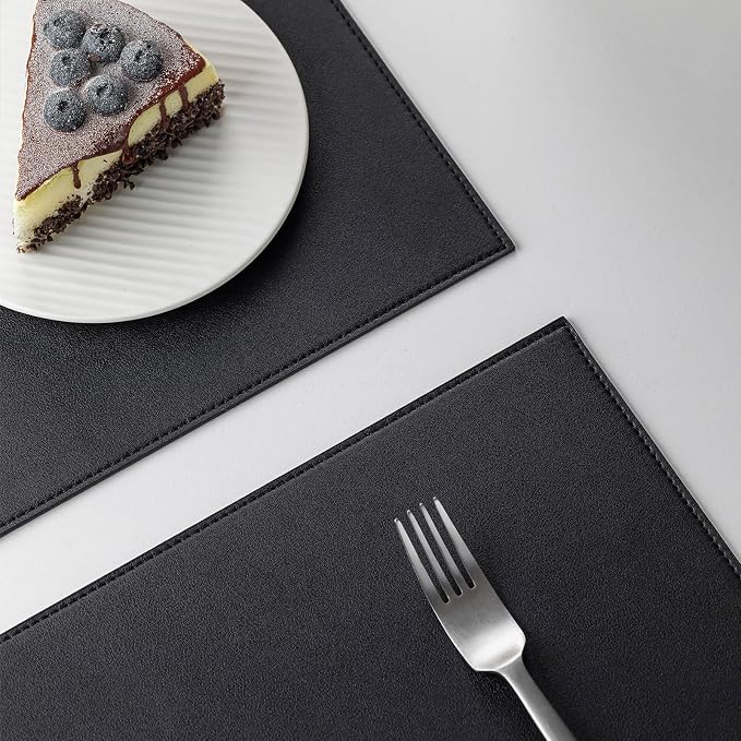 Faux Leather Placemats Set of 8 Vinyl Washable Wipeable Table Mats - Image 6
