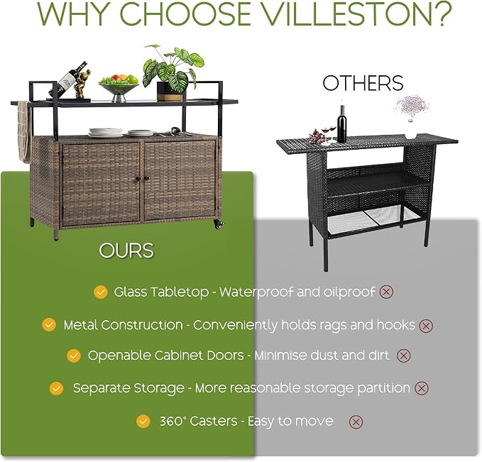 Wicker Outdoor Bar Cart - Image 5