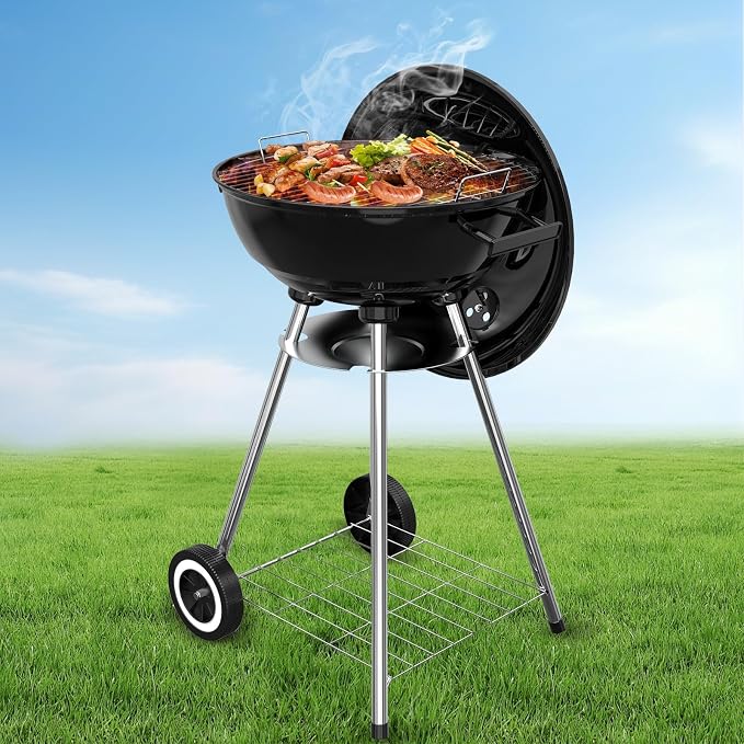 18 Inch Portable Charcoal Grill, Heavy Duty Kettle BBQ Smoker - Image 2