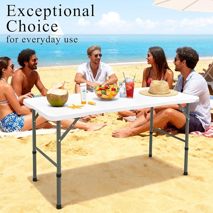 Folding Tables with Carrying Handle Lightweight Rectangular Portable Plastic - Image 5
