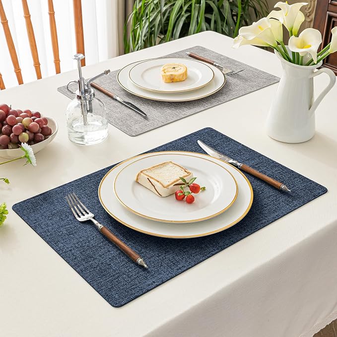 Romanstile Reversible Vinyl Placemats Set of 8, Faux Leather 100% Waterproof - Image 6