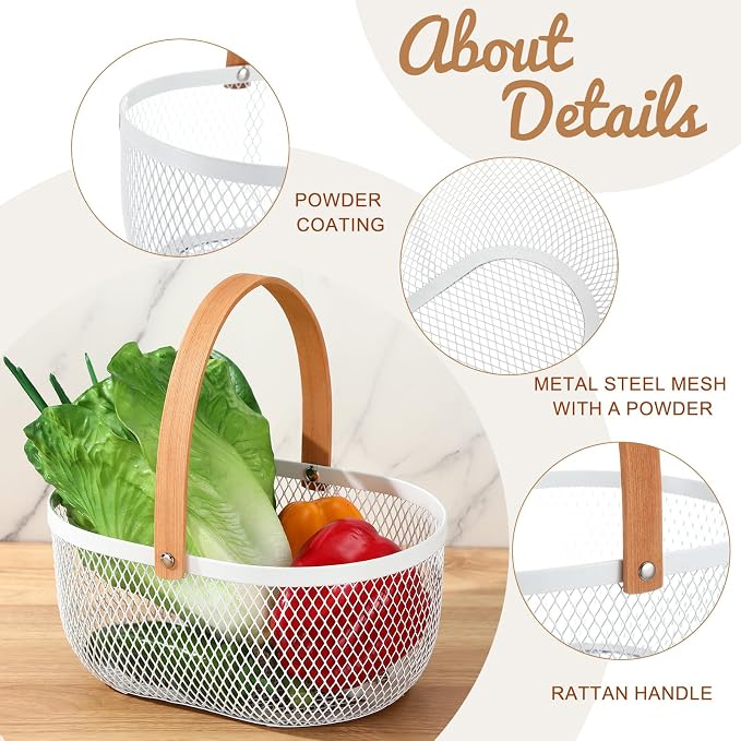 Maxcheck 4 Pcs Oval Metal Wire Storage Basket - Image 3