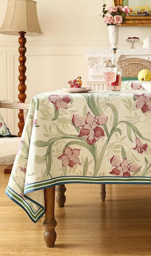 patdrea Designer Green Rectangle Tablecloth, Framhouse Vintage French Violets - Image 9