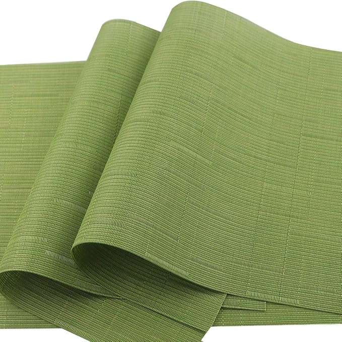 Gugrida Placemats Set of 6 Plaid Checkered Green PVC Placemat - Image 3