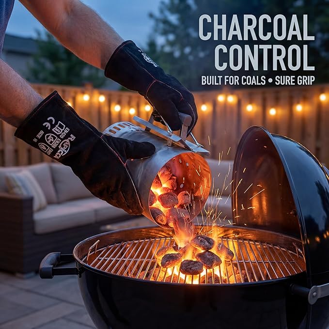 RAPICCA Fireplace Gloves Fire Heat Resistant: Black 14IN - Image 5
