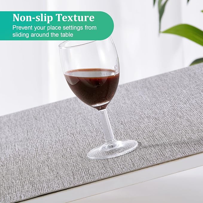 FOCUSLINE Faux Leather Placemats Set of 6, Light Grey Table Place Mats - Image 9