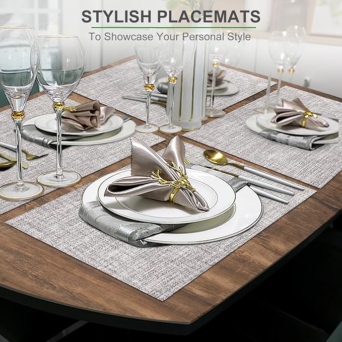 BETEAM Placemats Set of 6, Woven Vinyl Placemat - Image 6