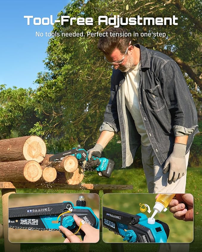 SEESII 2-in-1 Electric Pole Saws: Brushless Mini Chainsaw Cordless 6 Inch - Image 7