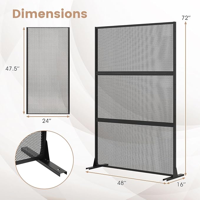 Giantex Metal Privacy Screen 72''H x 48''W, Powder-Coated Decorative Outdoor - Image 7
