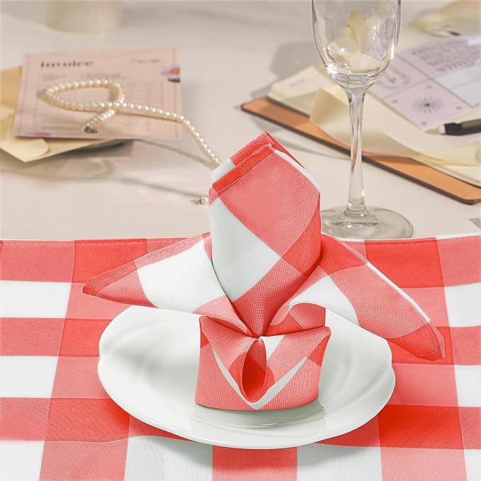 Buffalo Plaid Table Napkins Set of 100 Checkered Cloth Napkins 17x17 inch - Image 7