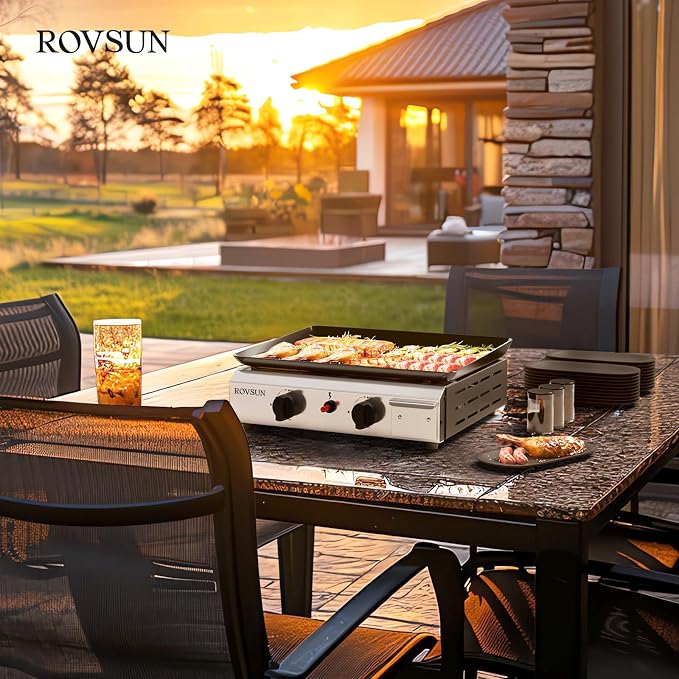 ROVSUN 2 Burner Portable Propane Griddle - Image 7