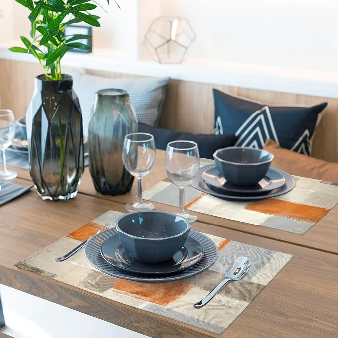 Modern Art Placemats for Dining Table Set of 6 Orange Abstract Painting Place - Image 5