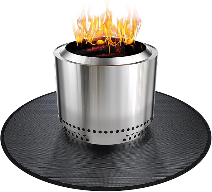 Grill Pad Floor Mat, 38 Inch Round Fiberglass Heat Shield, Black