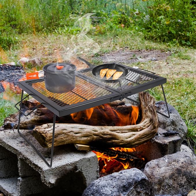 Large Folding Campfire Grill Grate, Portable Heavy Duty Steel Over Fire Camp - Image 6