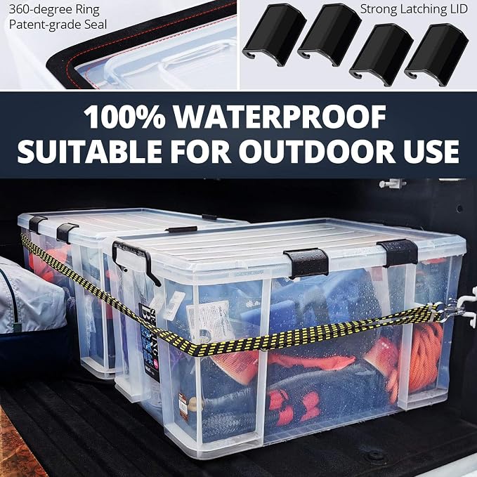 3-Pack Waterproof Plastic Storage Box, 90QT/85L Stackable Latch Box Durable - Image 2