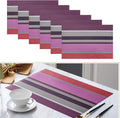 Set of 6 Colorful Striped Vinyl Placemats Heat-Resistant Washable Placemats by Unknown