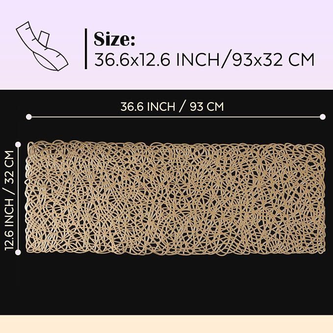 FAVE Gold Table Runners 36 Inches Heat Resistant Table Runner Flower Shaped - Image 5