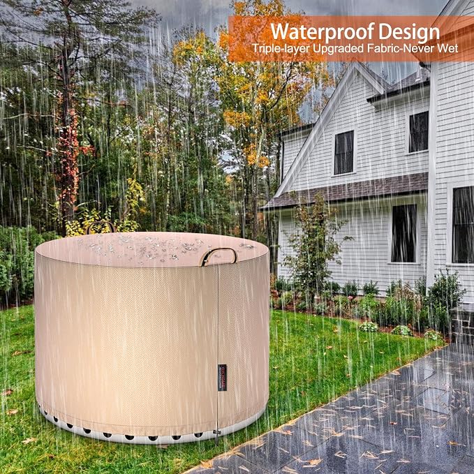 QH.HOME Fire Pit Cover Round for Solo Stove Bonfire 22", Strong Tear Resistant - Image 4
