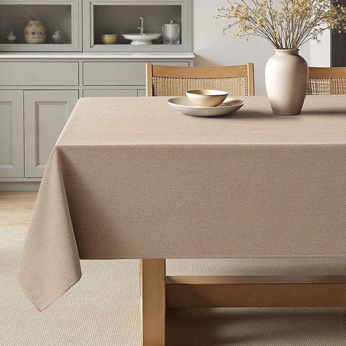 MIULEE Brown Linen Polyester Tablecloth 60x84 Inch Rectangle Table Cloth by MIULEE