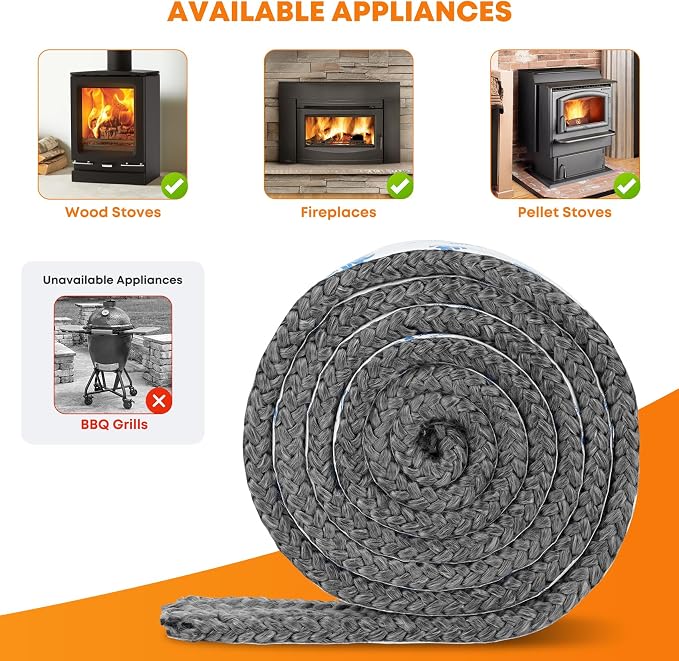 Stanbroil Stove Gasket Tape, 3/8" Thick, High Temperature Fiberglass Gasket Tape - Image 4