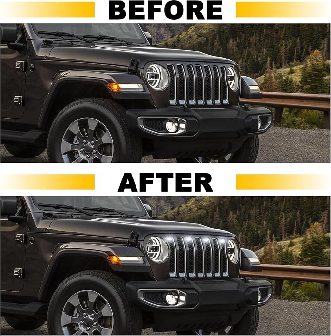 Led Grill Grille Lights fit for 2019 2020 2021 2022 2023 Jeep Wrangler JL JLU - Image 2