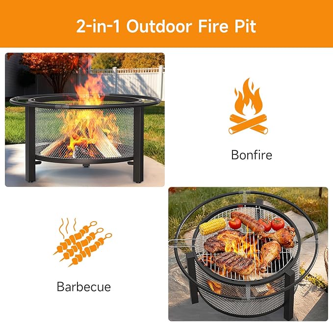 ONBRILL 2-in-1 32 Inch Fire Pit - Image 3